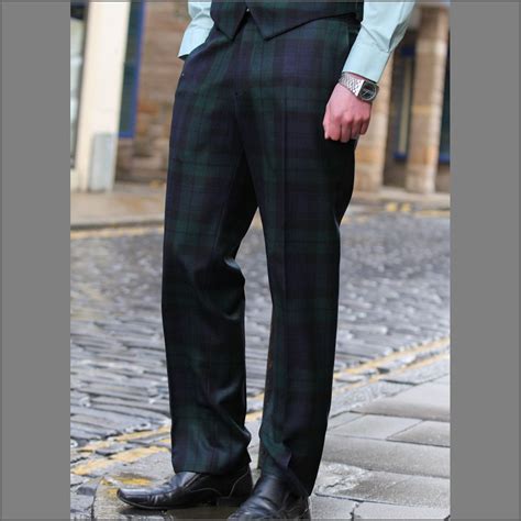 black watch tartan wool trousers.